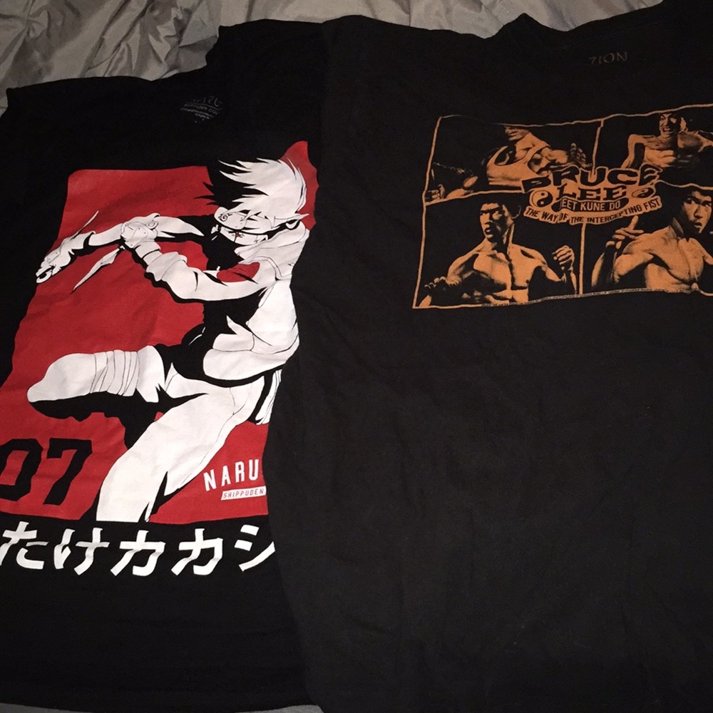 Men’s Naruto anime Bruce Lee shirt lot large